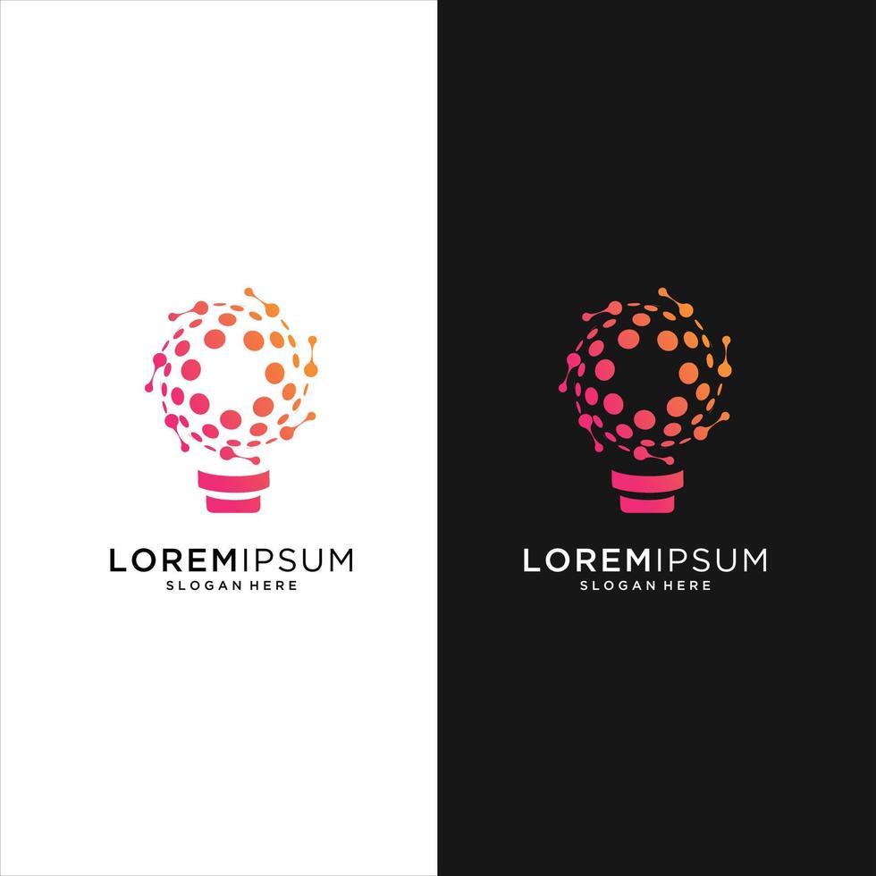 Tech Bulb Modern logo design concept, Idea Pixel logo template vector