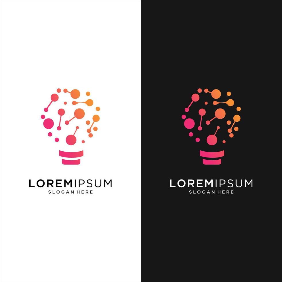 Tech Bulb Modern logo design concept, Idea Pixel logo template vector