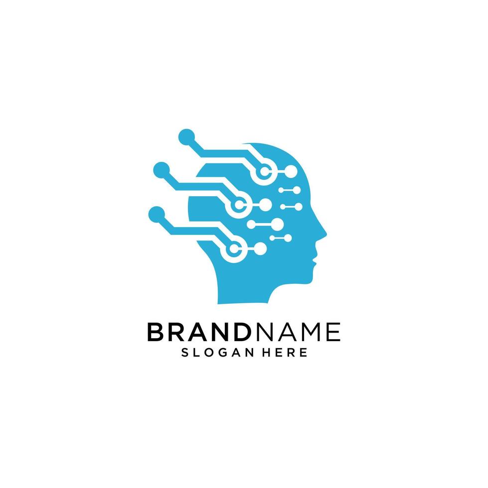 Brain Technology Mind Data Logo Design Template vector