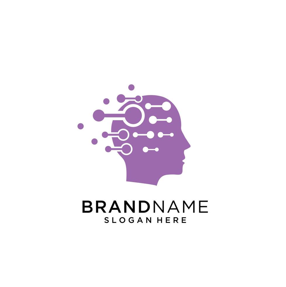 Brain Technology Mind Data Logo Design Template vector