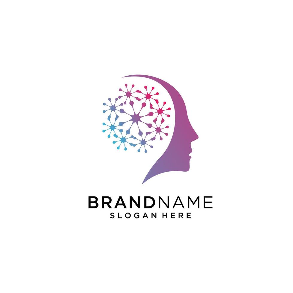 Creative Smart Brain Technology Logo Design Illustration,  Idea logo design inspiration vector