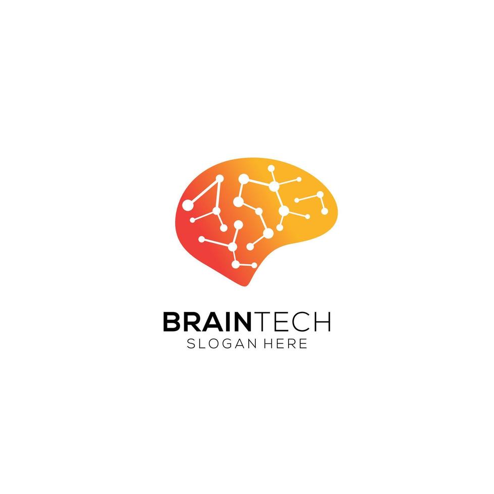 ilustración de cerebro tecnología logo diseño. vector