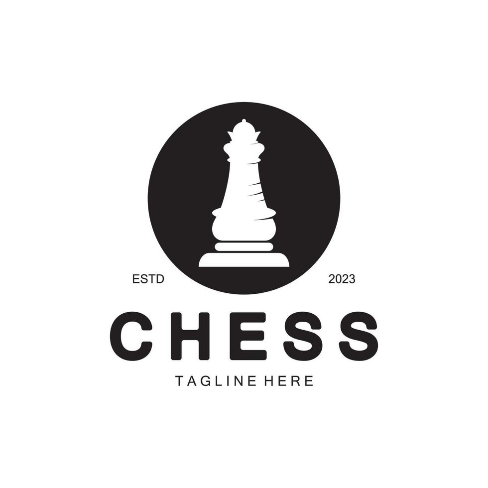 Chess strategy game logo with horse, king, pawn, minister and rook. Logo for chess tournament, chess team, chess championship, chess game application. vector