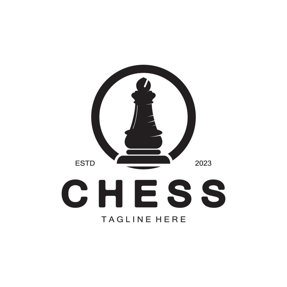 Chess strategy game logo with horse, king, pawn, minister and rook. Logo for chess tournament, chess team, chess championship, chess game application. vector