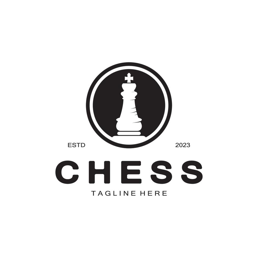 Chess strategy game logo with horse, king, pawn, minister and rook. Logo for chess tournament, chess team, chess championship, chess game application. vector