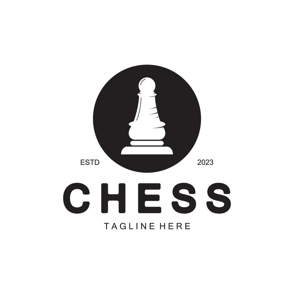 Chess strategy game logo with horse, king, pawn, minister and rook. Logo for chess tournament, chess team, chess championship, chess game application. vector