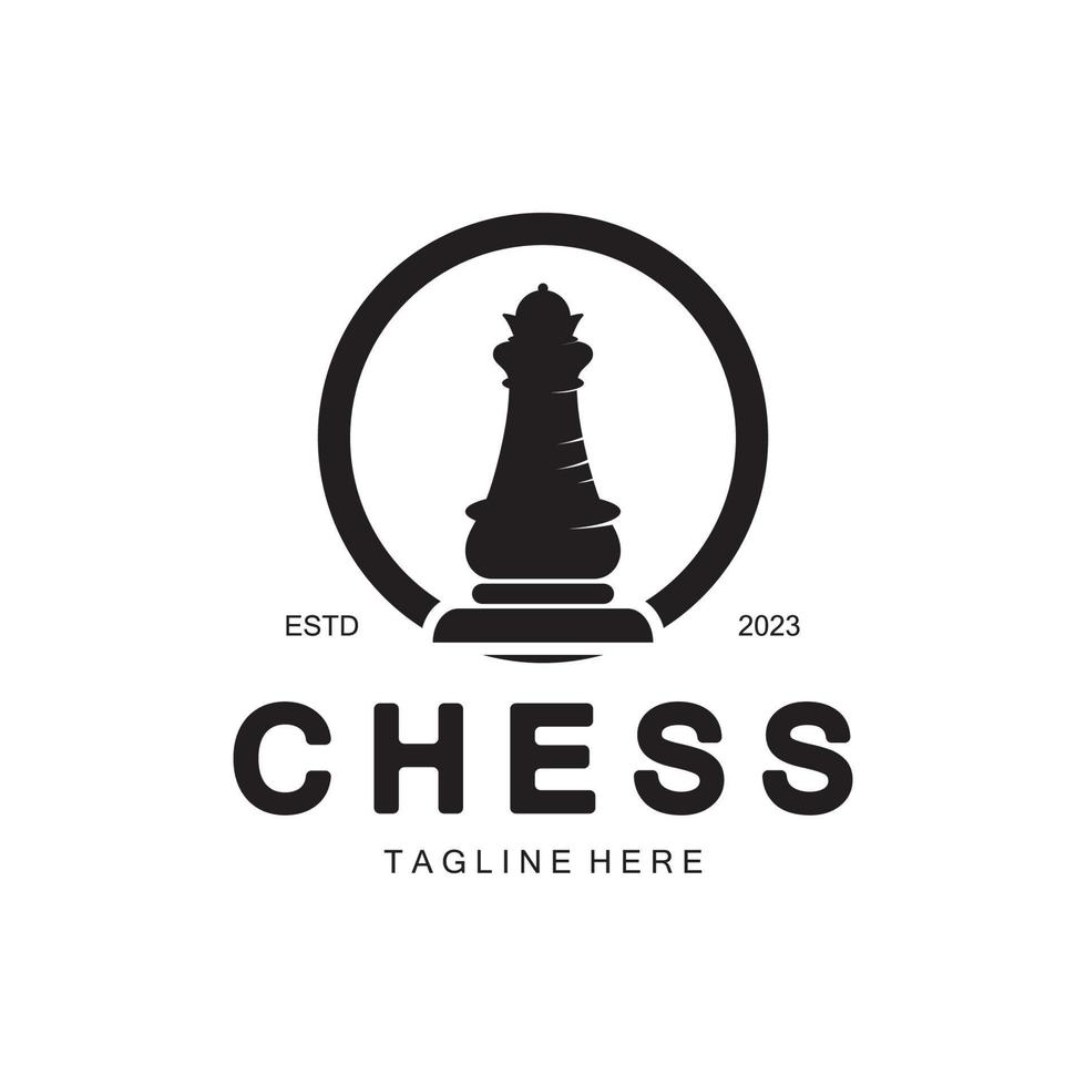 Chess strategy game logo with horse, king, pawn, minister and rook. Logo for chess tournament, chess team, chess championship, chess game application. vector