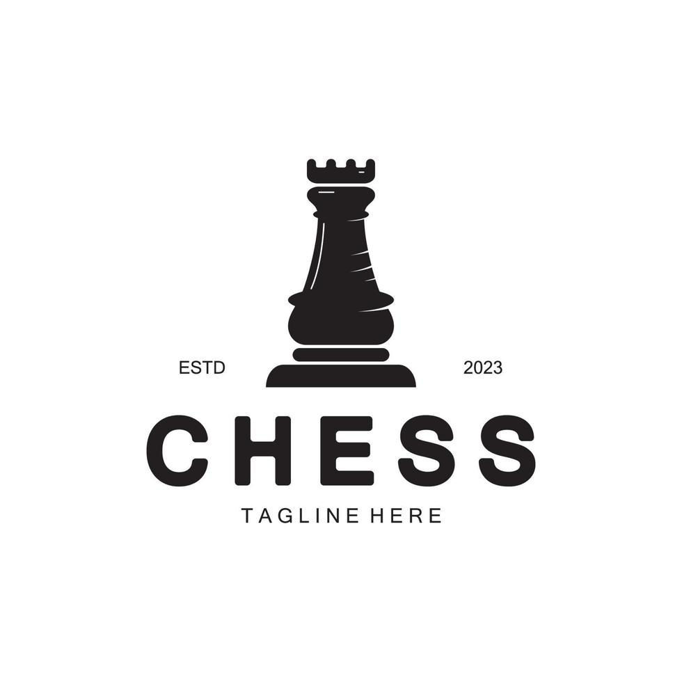 Chess strategy game logo with horse, king, pawn, minister and rook. Logo for chess tournament, chess team, chess championship, chess game application. vector