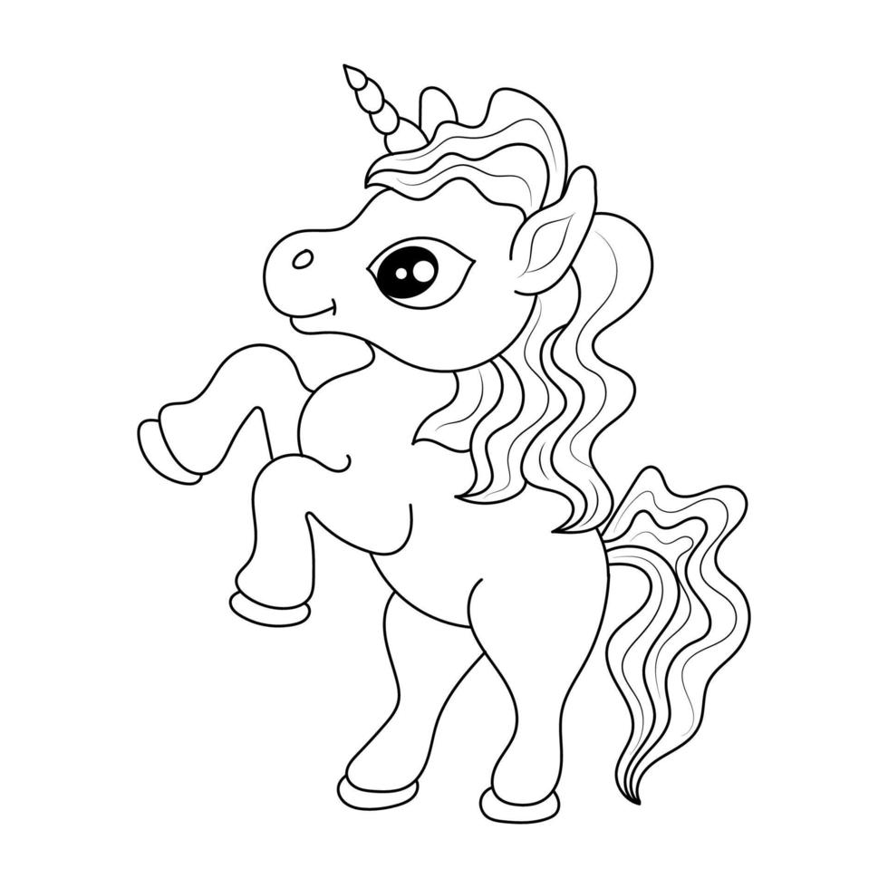 Line art unicorn Children coloring book page vector