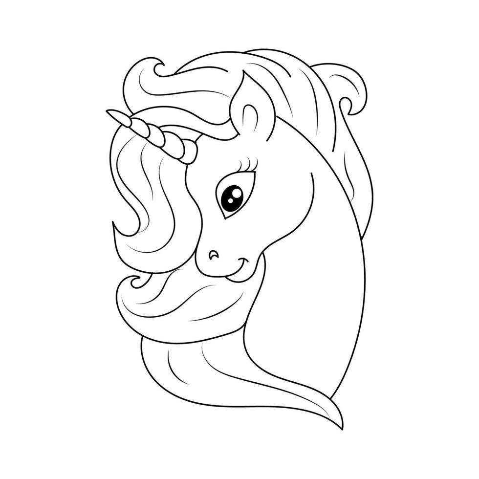 Line art unicorn Children coloring book page vector