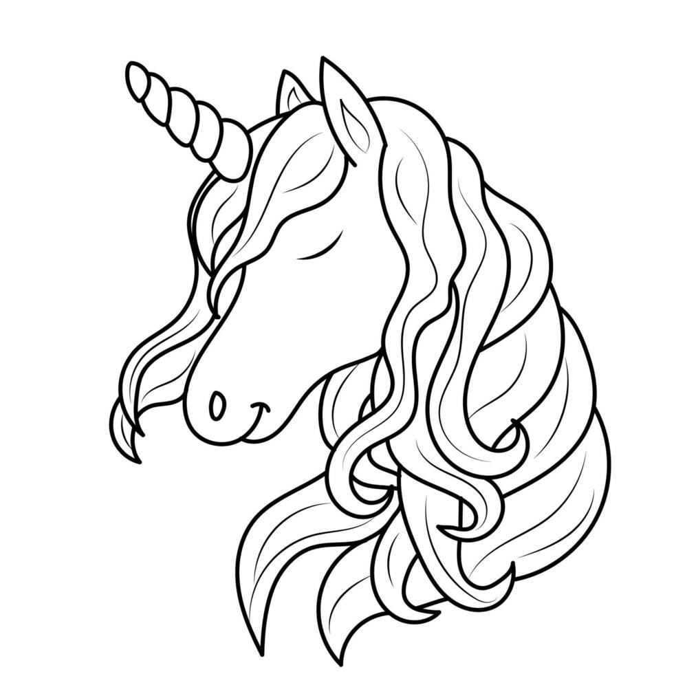 Line art unicorn Children coloring book page vector