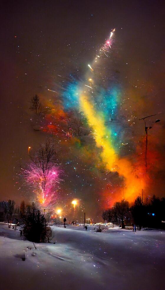 bunch of fireworks that are in the sky. . photo