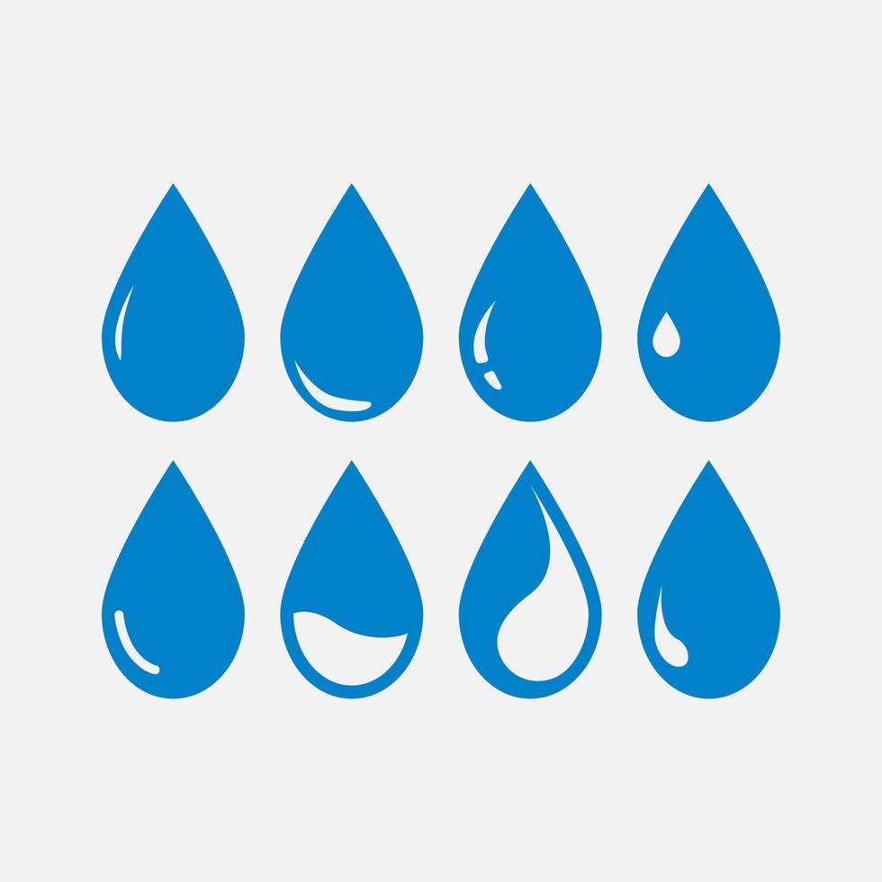 set of blue water drop icons on white background vector