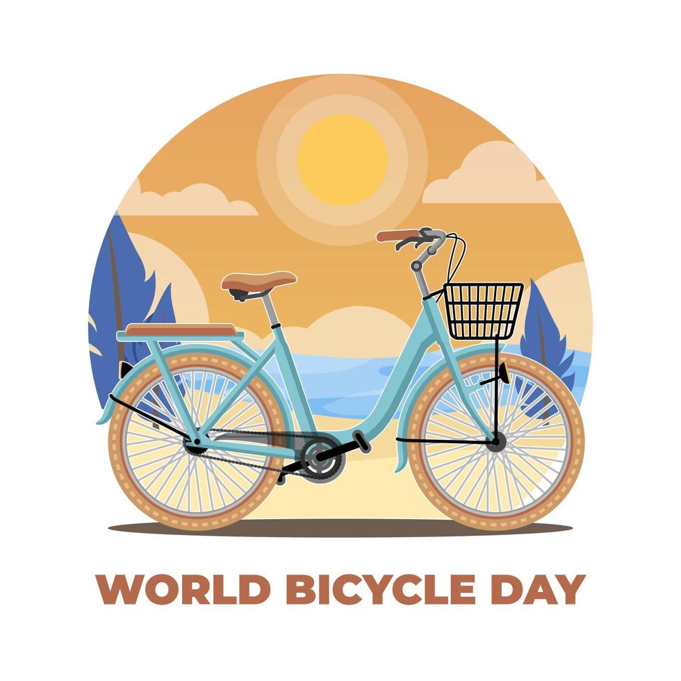 World bicycle day vector hand drawn flat illustration