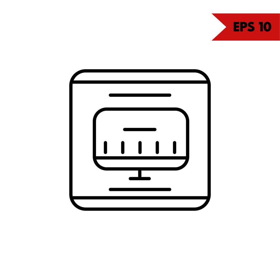 computer in frame line icon vector