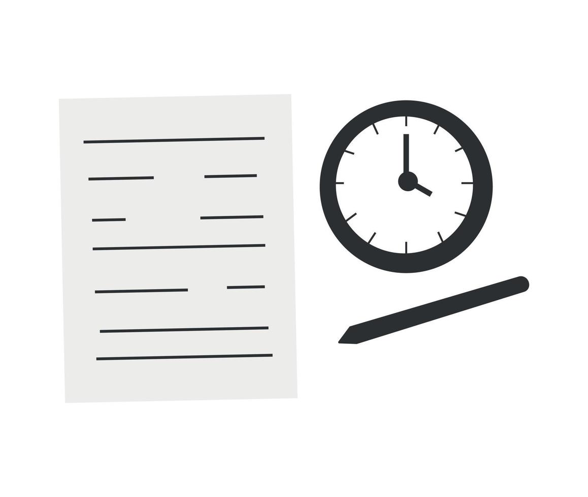 Page, pen and clock vector