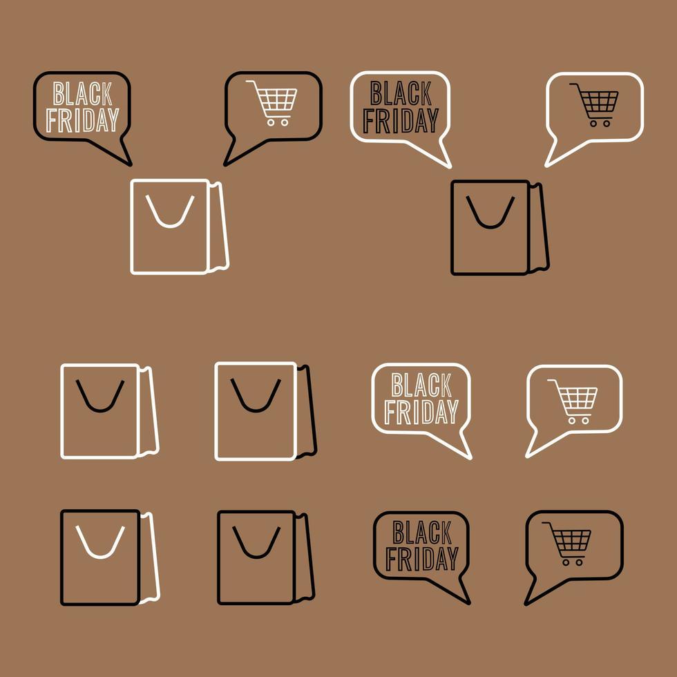 Set of shopping bag with black friday notifications vector