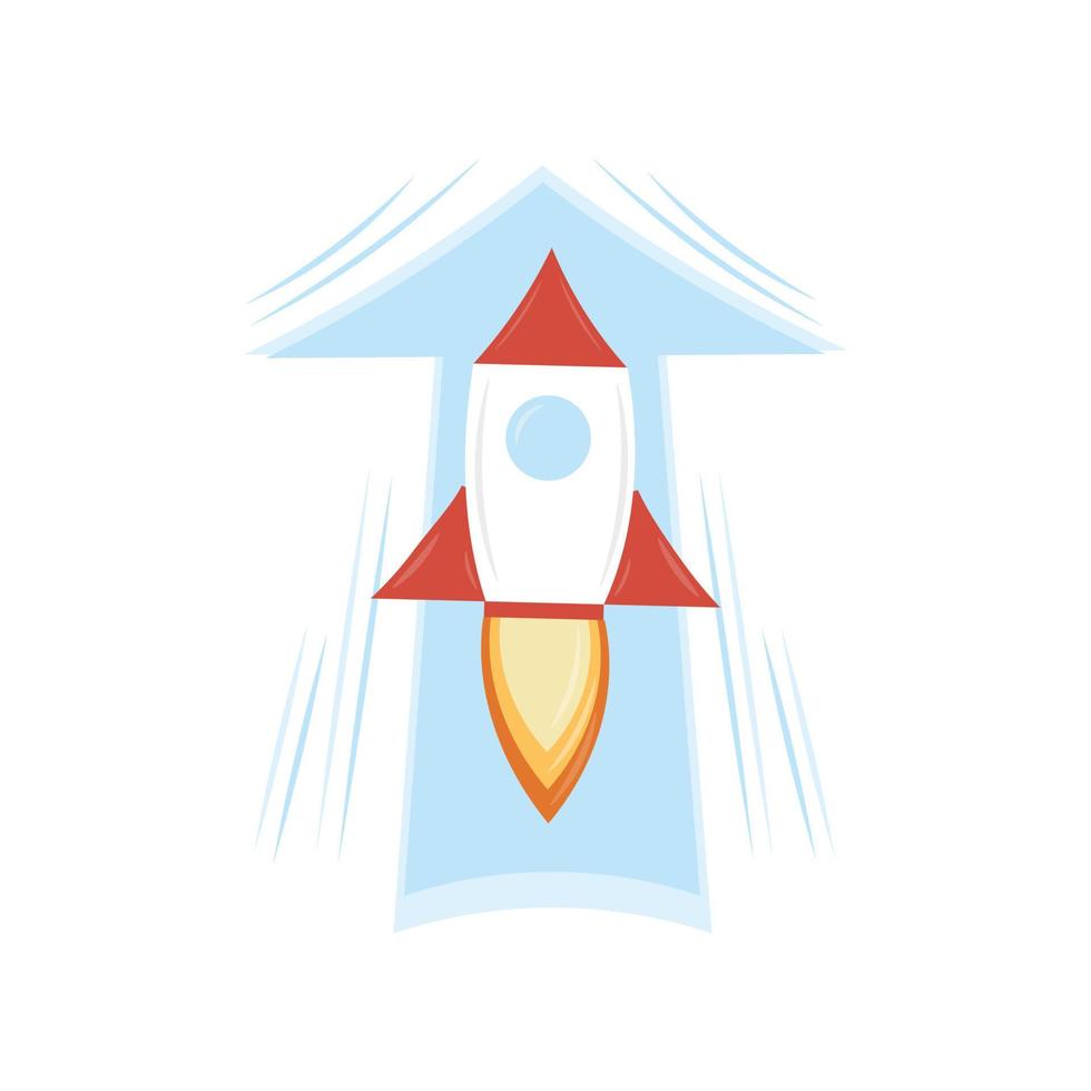 Rocket icon with an up arrow vector