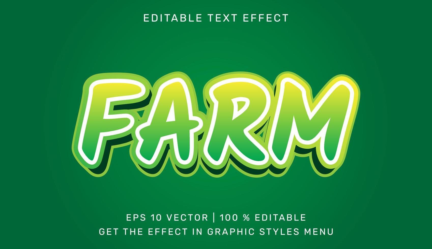 Farm 3d editable text effect template vector