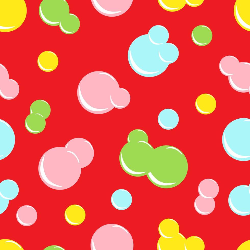 vector illustration seamless pattern colored figured soap bubbles on red background