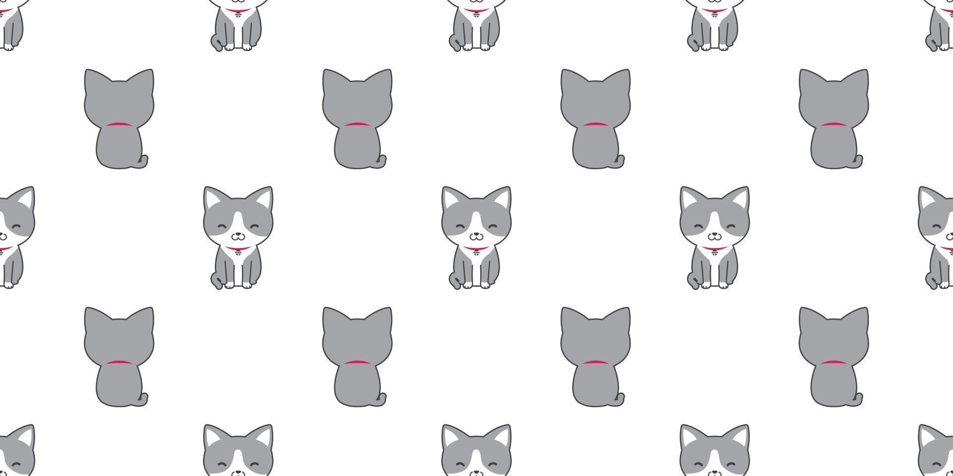 Cat seamless pattern vector calico kitten doodle illustration isolated wallpaper background