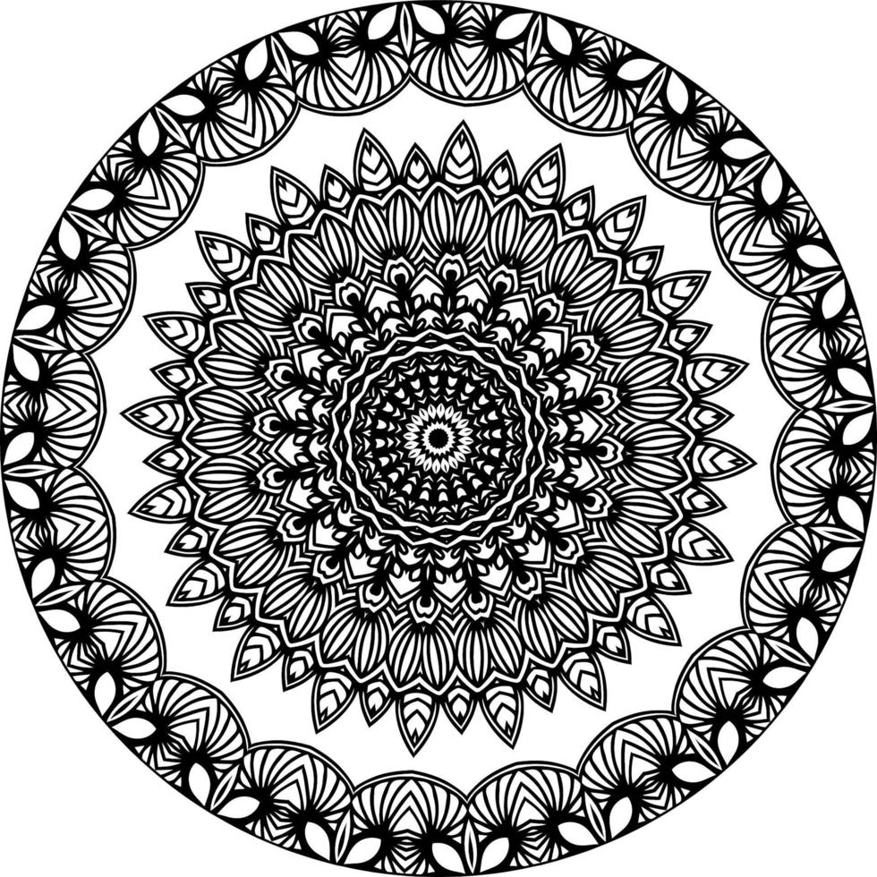 sencillo garabatear mandala con floral y corazón patrones en un blanco aislado antecedentes. para colorante libro paginas vector