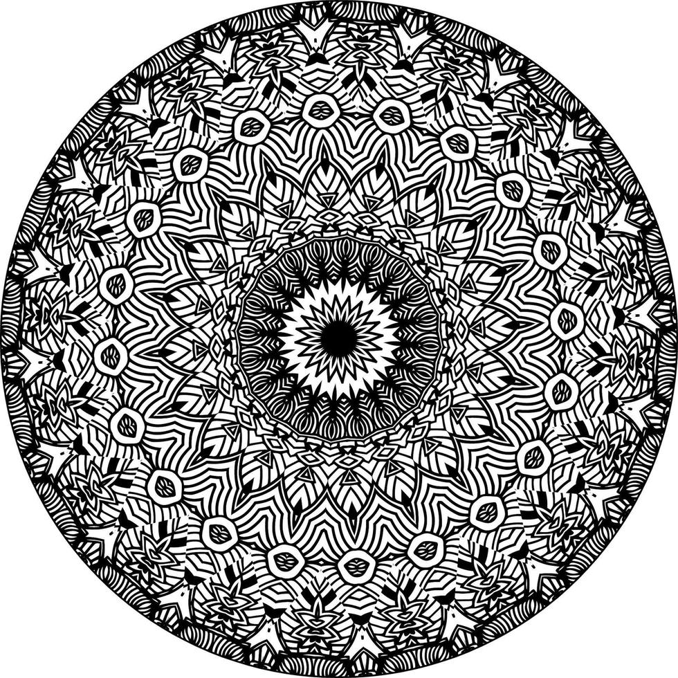 Simple doodle mandala with floral and heart patterns on a white isolated background. For coloring book pages. vector