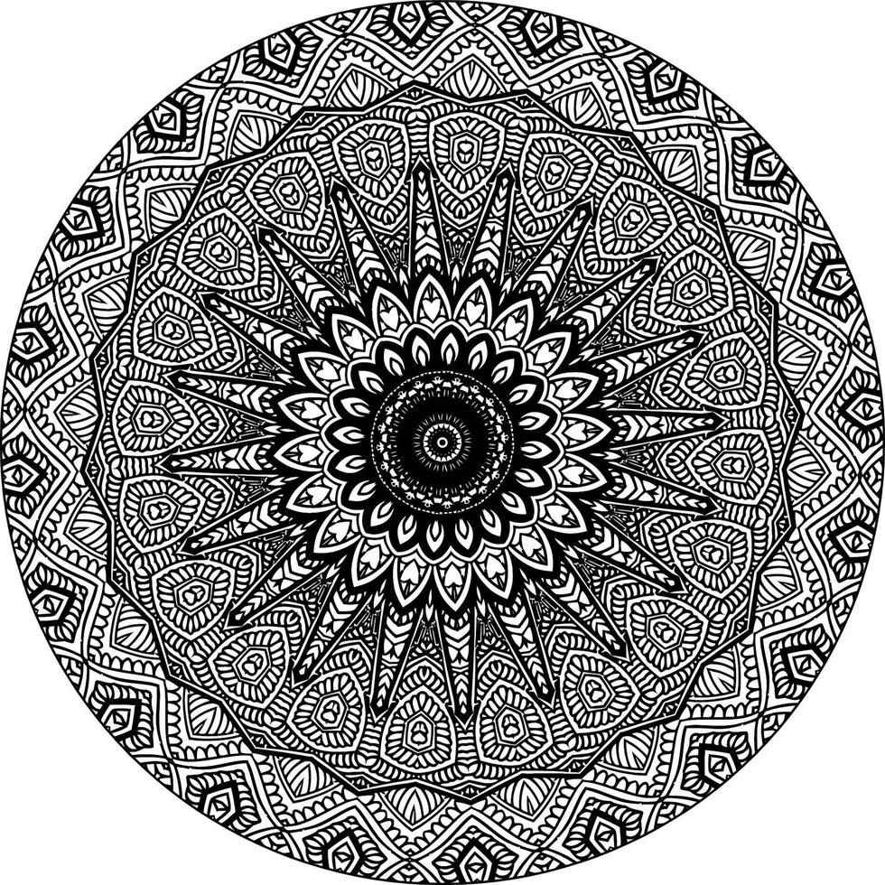 sencillo garabatear mandala con floral y corazón patrones en un blanco aislado antecedentes. para colorante libro paginas vector