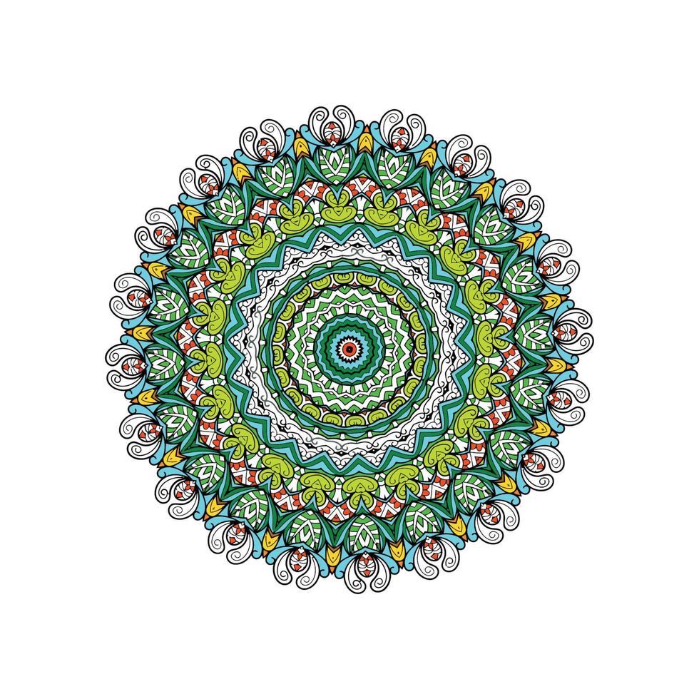 Multicolor Mandala Background. Coloring Book Page. Unusual Flower Shape. Oriental. Anti-Stress Therapy Patterns. Weave Design Elements vector