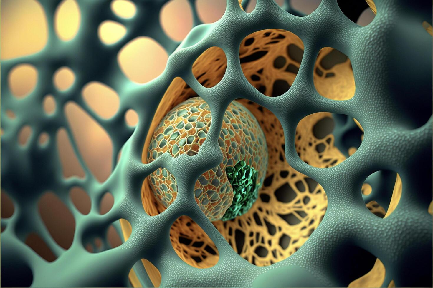 a close up view of the inside of a cell. generative ai. photo