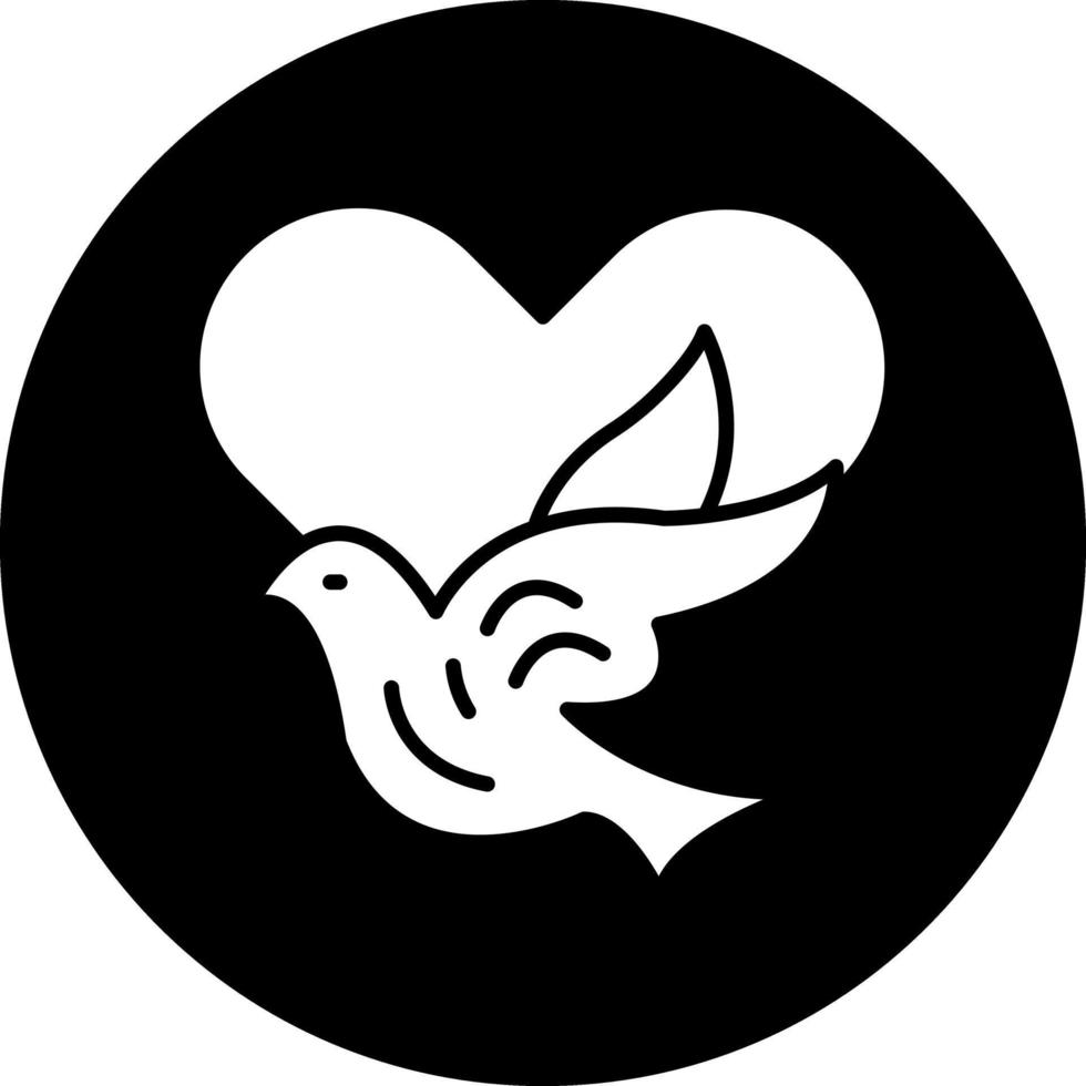 Dove with Heart Vector Icon Design