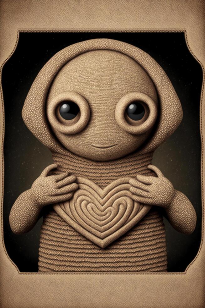 very cute little alien holding a heart. . photo