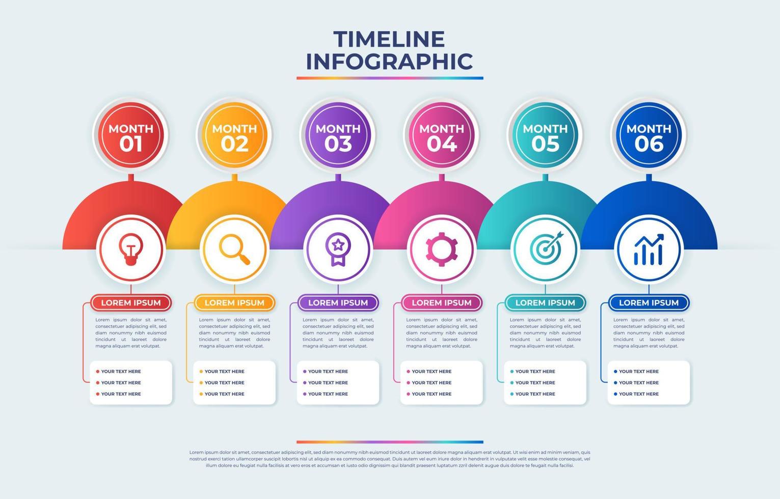 infografía de línea de tiempo mensual vector