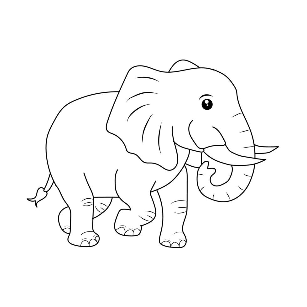 elefante colorante página para niños mano dibujado elefante contorno ilustración vector