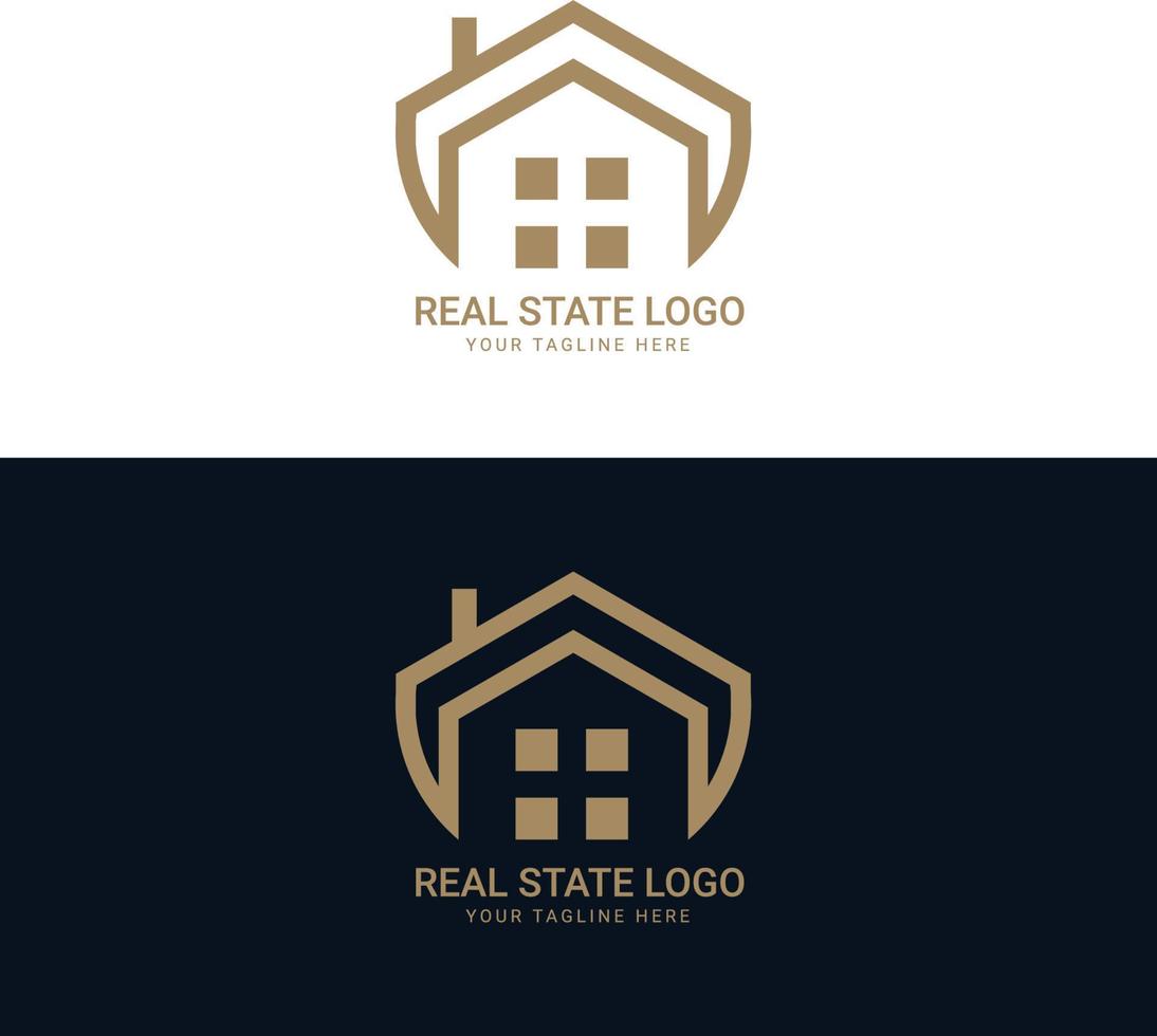 negro y oro color corporativo logo diseño para real inmuebles con geométrico formas vector