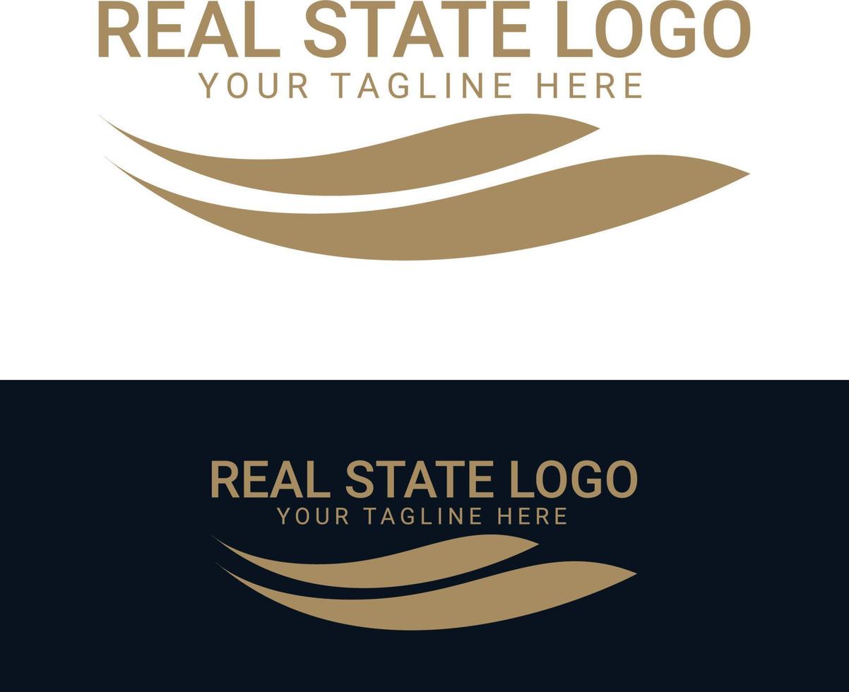 Black and gold color Corporate logo design for real estate with geometric shapes vector