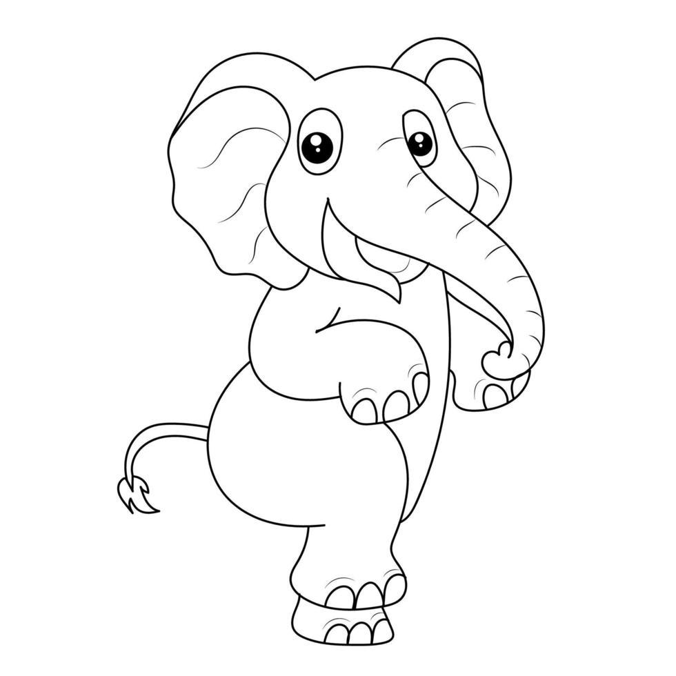 Elephant coloring page for kids Hand drawn elephant outline illustration vector