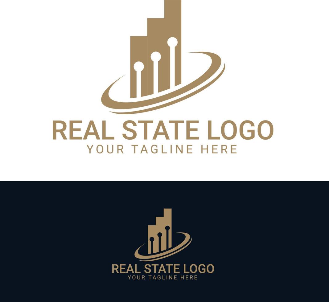 negro y oro color corporativo logo diseño para real inmuebles con geométrico formas vector