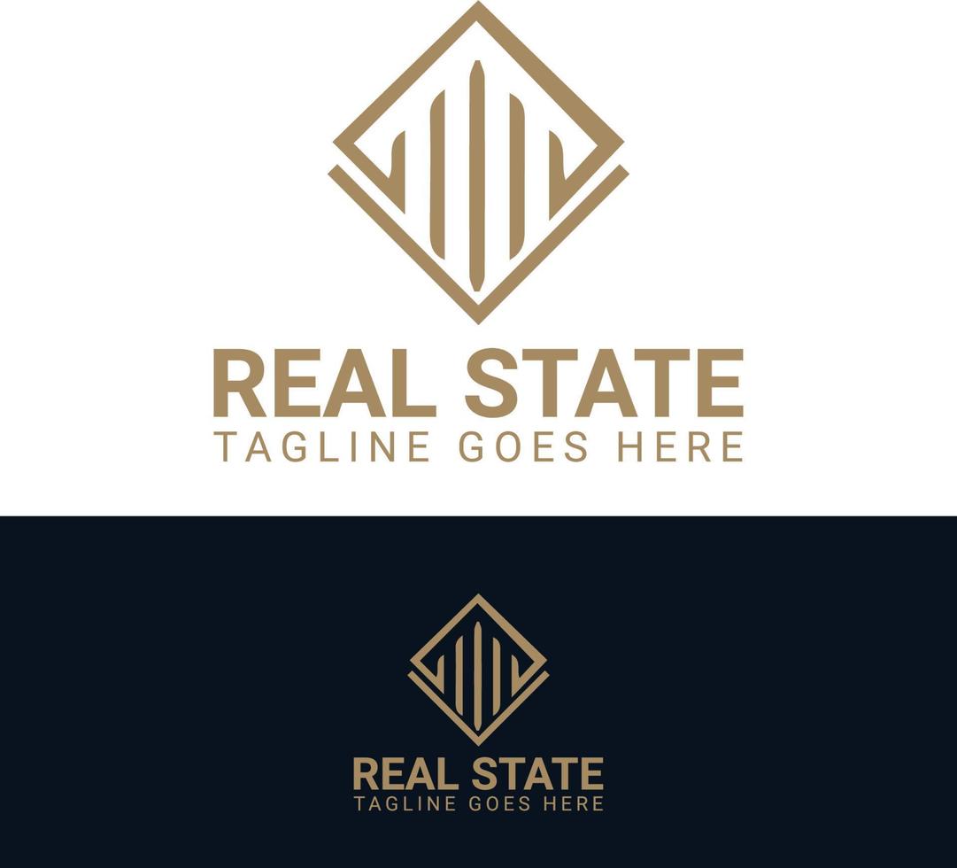 negro y oro color corporativo logo diseño para real inmuebles con geométrico formas vector