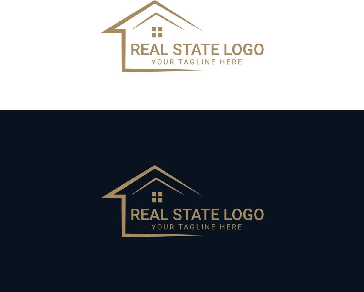 Black and gold color Corporate logo design for real estate with geometric shapes vector