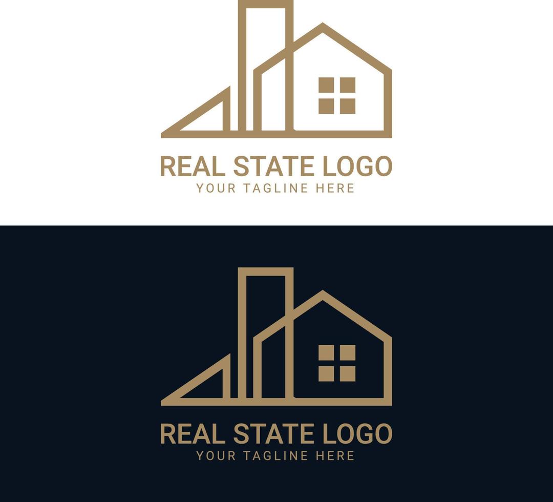 negro y oro color corporativo logo diseño para real inmuebles con geométrico formas vector