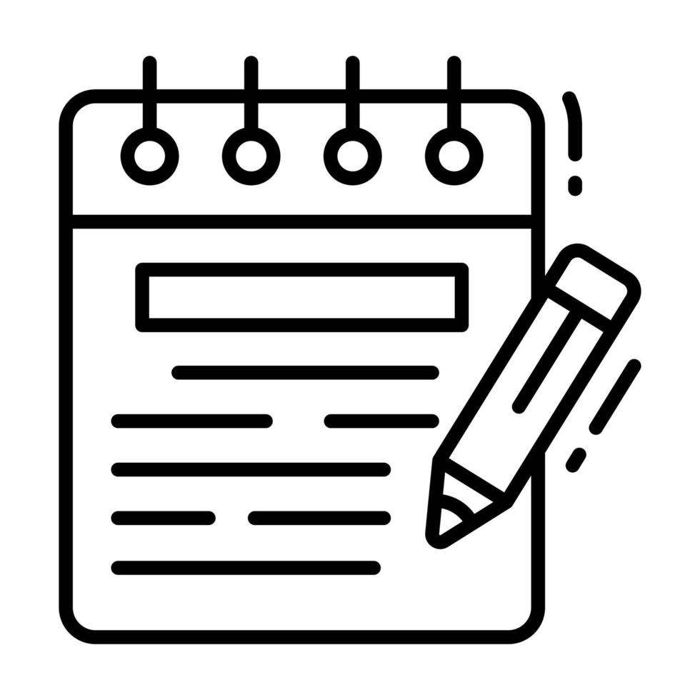 Trendy vector design of notepad, writing pad concept