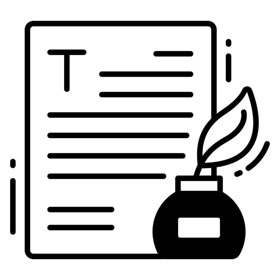 Inkpot and page vector design of content writing vector, easy to use icon