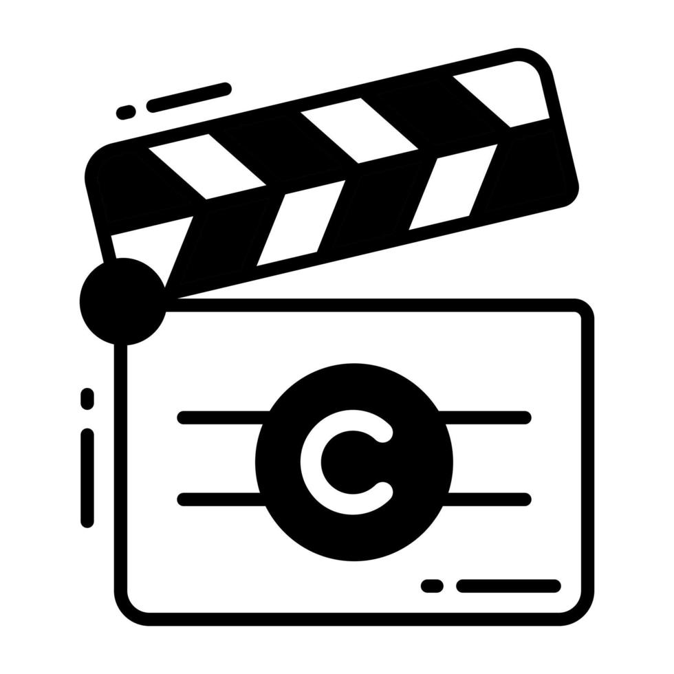 Clapper with copyright sign concept of cinema copyright vector