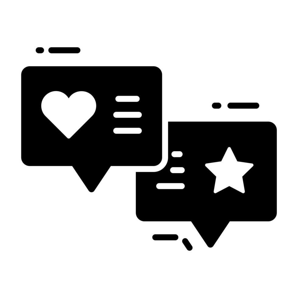 Chat bubbles having heart and star concept of feedback comments vector