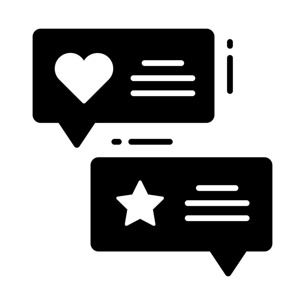Chat bubbles having star and heart concept of feedback vector