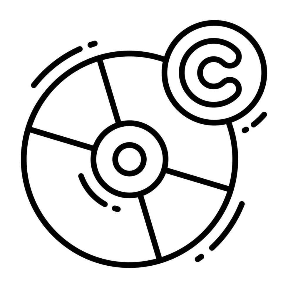 Compact disc with copyright mark, vector design of cd copyright