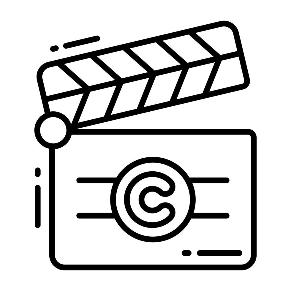 Clapper with copyright sign concept of cinema copyright vector