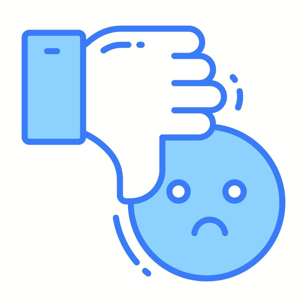 Thumb down with emoji showing dislike vector design