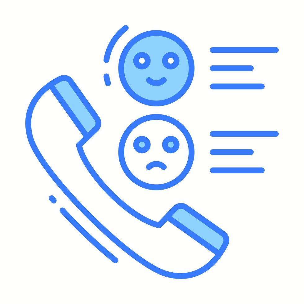 Phone receiver with emojis showing concept of phone call survey vector